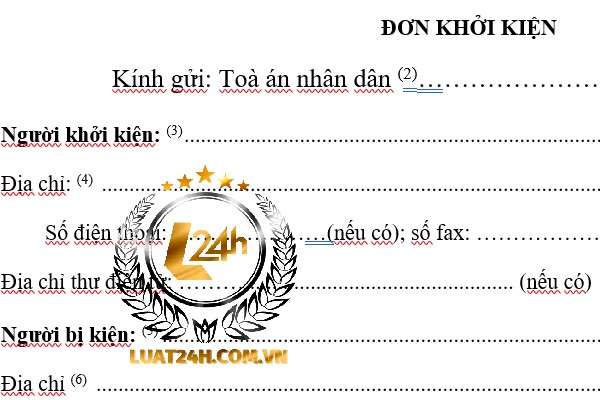 Đơn khởi kiện giải quyết tranh chấp dân sự